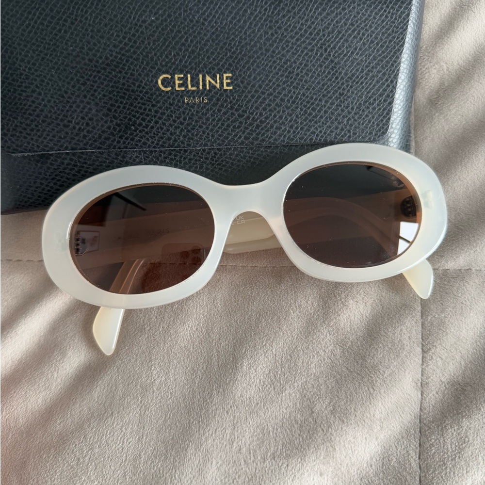 Celine Triomphe Cream Oval Sunglasses